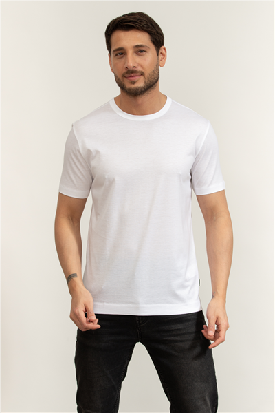 Boss Thompson 50 Erkek Bisiklet Yaka T-Shirt Beyaz
