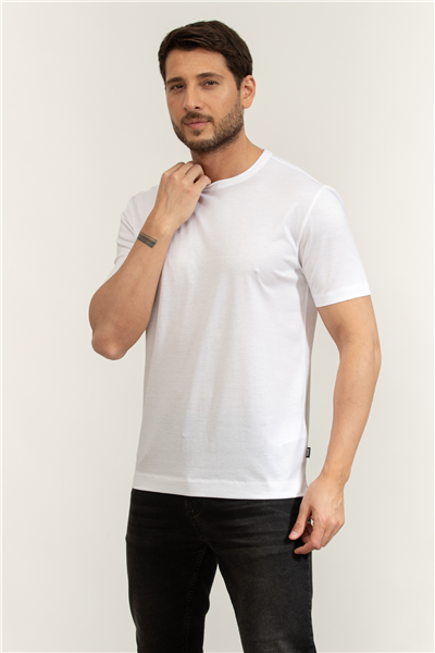 Boss Thompson 50 Erkek Bisiklet Yaka T-Shirt Beyaz