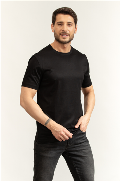 Boss Thompson 50 Erkek Bisiklet Yaka T-Shirt Siyah