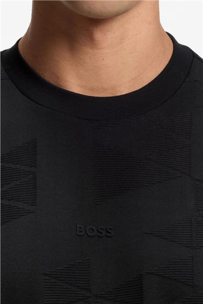 BOSS Ts Network Jq Erkek Bisiklet Yaka T-Shirt Siyah