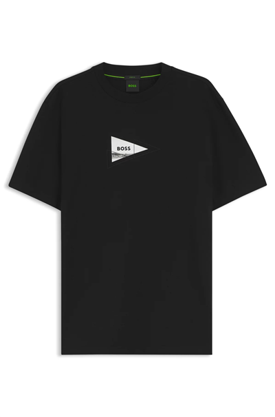 BOSS Ts Network Photo Erkek Bisiklet Yaka T-Shirt Siyah