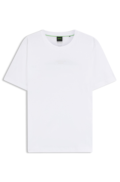 Boss Ts Ps Spirit70 Car Erkek Bisiklet Yaka T-Shirt Beyaz