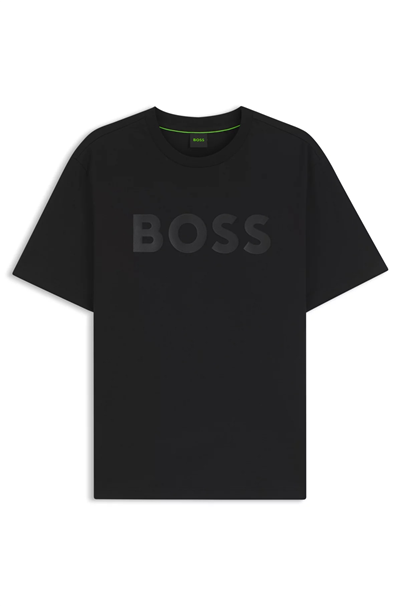 BOSS Ts Structure Logo Erkek Bisiklet Yaka T-Shirt Siyah