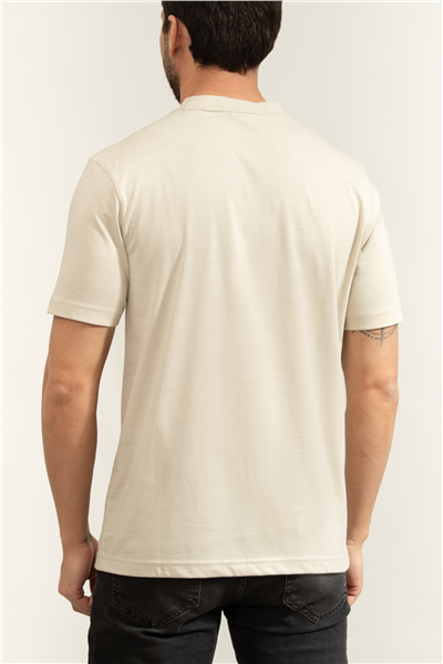 Boss Ts Terrace Logo Erkek Bisiklet Yaka T-Shirt Bej
