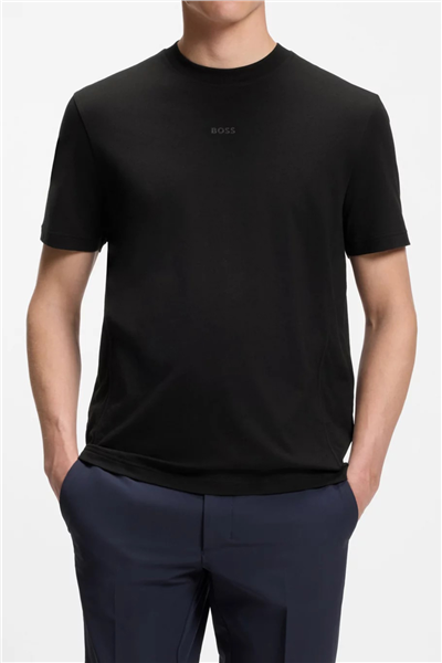 BOSS Ts Urban Tech Erkek Bisiklet Yaka T-Shirt Siyah