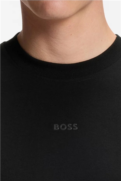 BOSS Ts Urban Tech Erkek Bisiklet Yaka T-Shirt Siyah
