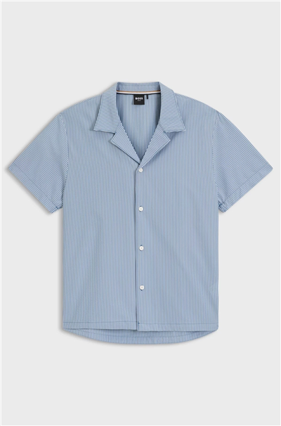 Boss Velvetfish Shirt Erkek Bisiklet Yaka T-Shirt Mavi