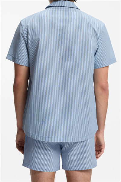 Boss Velvetfish Shirt Erkek Bisiklet Yaka T-Shirt Mavi