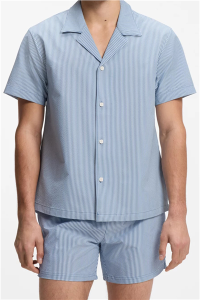 Boss Velvetfish Shirt Erkek Bisiklet Yaka T-Shirt Mavi
