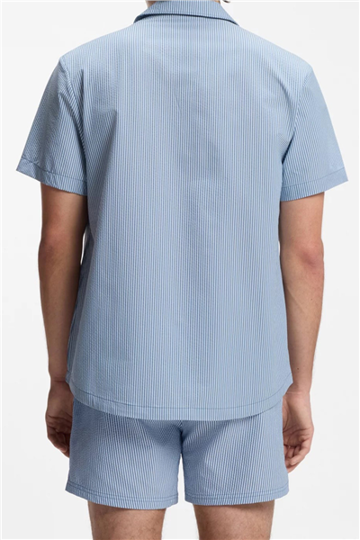 Boss Velvetfish Shirt Erkek Bisiklet Yaka T-Shirt Mavi