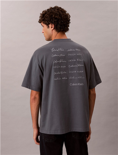 Calvin Klein 16S April Graphic Se Erkek Bisiklet Yaka T-Shirt Gri