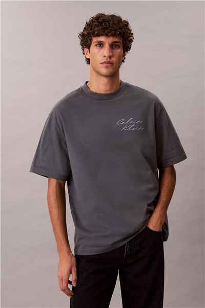 Calvin Klein 16S April Graphic Se Erkek Bisiklet Yaka T-Shirt Gri