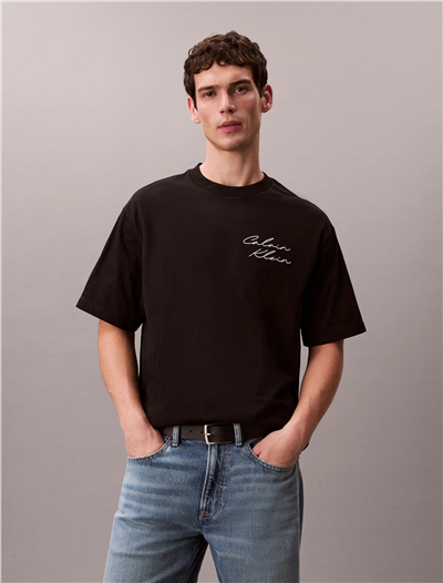 Calvin Klein 16S April Graphic Se Erkek Bisiklet Yaka T-Shirt Siyah