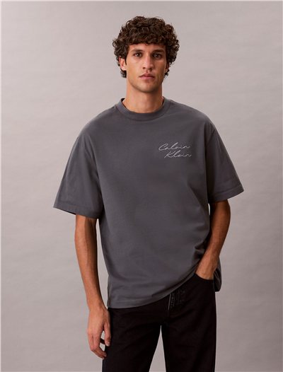 Calvin Klein 16S April Graphic Se Erkek Bisiklet Yaka T-Shirt Gri