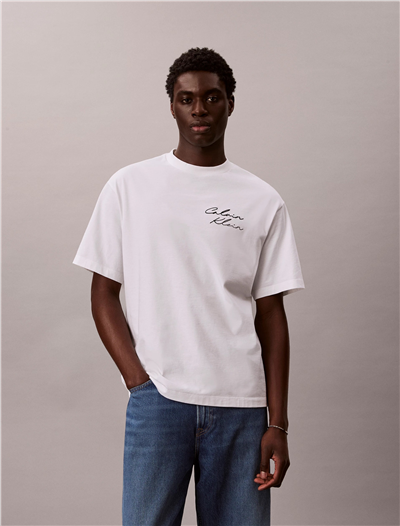 Calvin Klein 16S April Graphic Se Erkek Bisiklet Yaka T-Shirt Beyaz