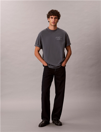 Calvin Klein 16S April Graphic Se Erkek Bisiklet Yaka T-Shirt Gri