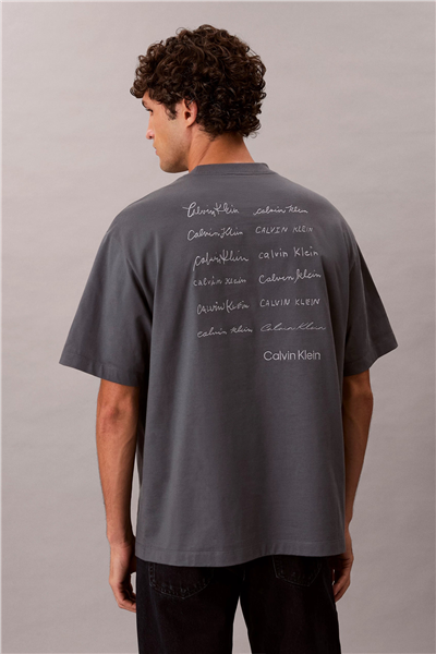 Calvin Klein 16S April Graphic Se Erkek Bisiklet Yaka T-Shirt Gri