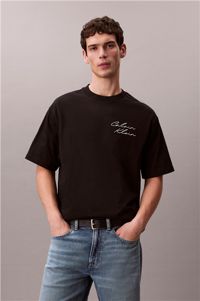 Calvin Klein 16S April Graphic Se Erkek Bisiklet Yaka T-Shirt Siyah