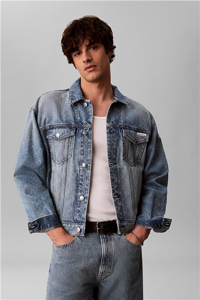 Calvin Klein 90S Boulevard Blues Aop Trucker Erkek Kot Mont