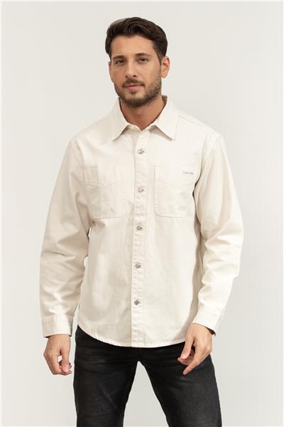 Calvin Klein 90S Washed Bone Overshirt Erkek Kot Gömlek