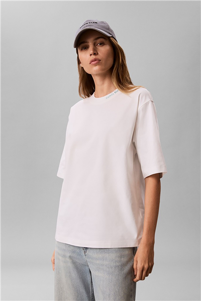 Calvin Klein A- Cooling Jersey Relaxed Tee Kadın Bisiklet Yaka T-Shirt Beyaz