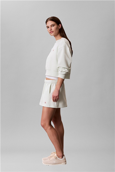 Calvin Klein A - Cropped Badge Logo Kadın Bisiklet Yaka Sweatshirt