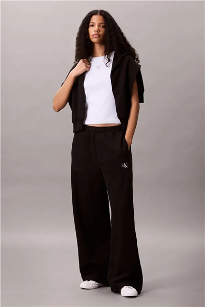 Calvin Klein A- French Terry Badge Logo Pant Kadın Eşofman Altı Siyah