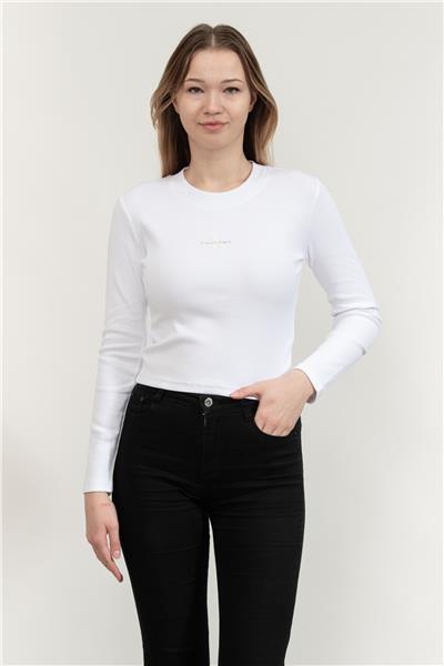 Calvin Klein A- Ls Monogram Baby Tee Kadın Bisiklet Yaka T-Shirt