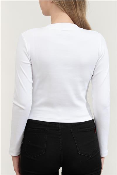 Calvin Klein A- Ls Monogram Baby Tee Kadın Bisiklet Yaka T-Shirt