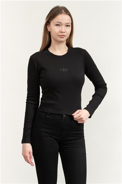 Calvin Klein A- Ls Monogram Baby Tee Kadın Bisiklet Yaka T-Shirt