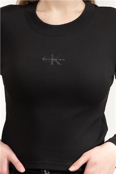 Calvin Klein A- Ls Monogram Baby Tee Kadın Bisiklet Yaka T-Shirt