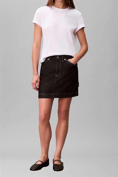 Calvin Klein A - Ss Classic 20S Jsy Logo Grap Kadın Bisiklet Yaka T-Shirt Beyaz