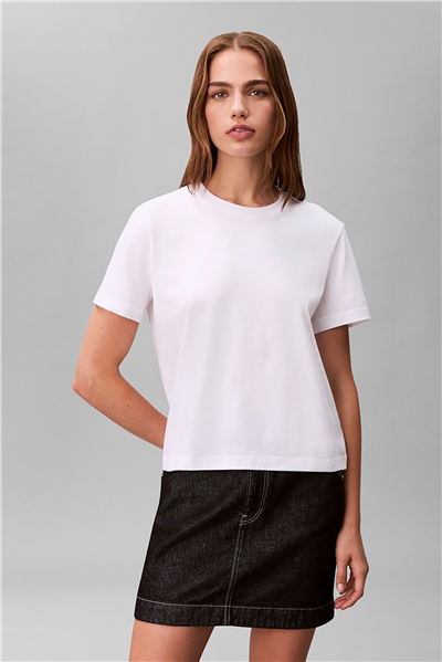Calvin Klein A - Ss Classic 20S Jsy Logo Grap Kadın Bisiklet Yaka T-Shirt Beyaz