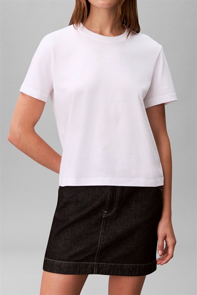 Calvin Klein A - Ss Classic 20S Jsy Logo Grap Kadın Bisiklet Yaka T-Shirt Beyaz