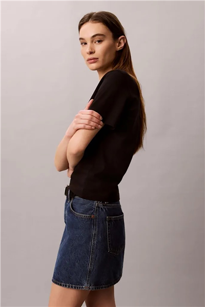 Calvin Klein A - Ss Classic 20S Jsy Logo Grap Kadın Bisiklet Yaka T-Shirt Siyah