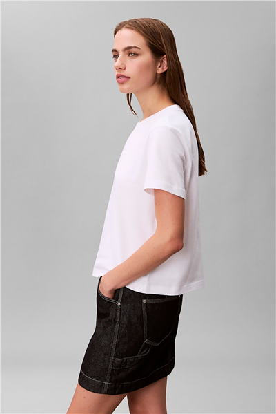 Calvin Klein A - Ss Classic 20S Jsy Logo Grap Kadın Bisiklet Yaka T-Shirt Beyaz