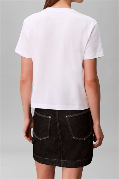 Calvin Klein A - Ss Classic 20S Jsy Logo Grap Kadın Bisiklet Yaka T-Shirt Beyaz