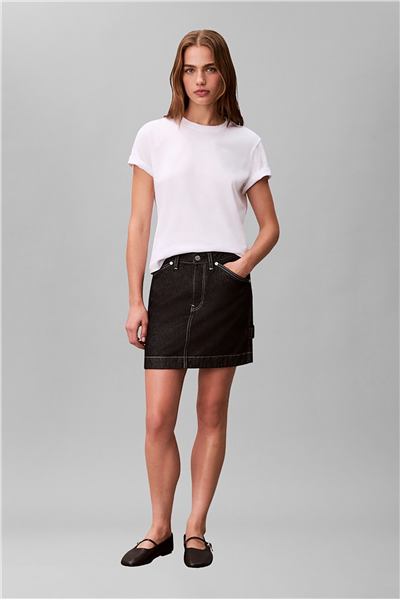Calvin Klein A - Ss Classic 20S Jsy Logo Grap Kadın Bisiklet Yaka T-Shirt Beyaz