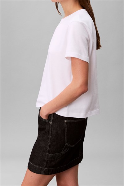 Calvin Klein A - Ss Classic 20S Jsy Logo Grap Kadın Bisiklet Yaka T-Shirt Beyaz