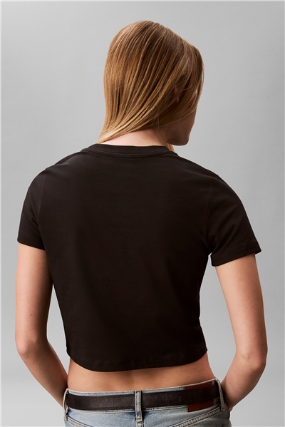 Calvin Klein A - Ss Logo Cropped Kadın Bisiklet Yaka T-Shirt