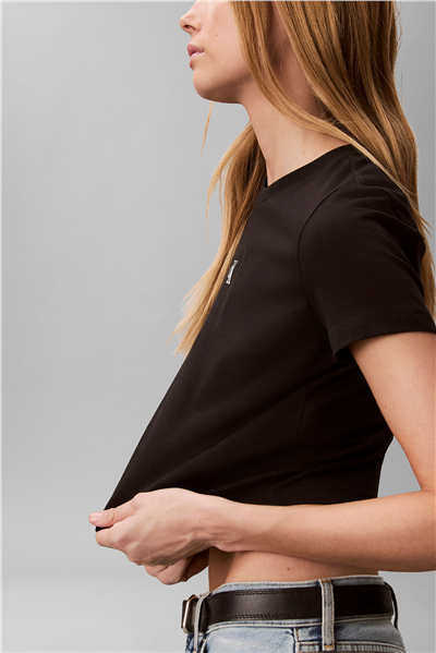 Calvin Klein A - Ss Logo Cropped Kadın Bisiklet Yaka T-Shirt