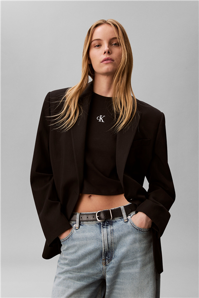 Calvin Klein A - Ss Logo Cropped Kadın Bisiklet Yaka T-Shirt