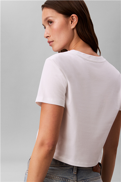 Calvin Klein A - Ss Logo Cropped Kadın Bisiklet Yaka T-Shirt