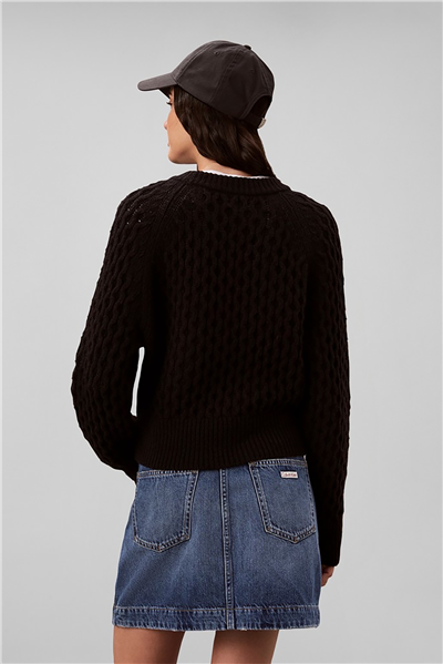 Calvin Klein Alpaca Honeycomb Cable Pullover Kadın Triko Siyah