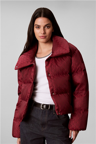 Calvin Klein Aop Jacquard Short Down Puffer Kadın Şişme Mont