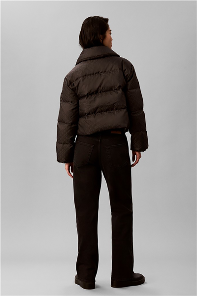 Calvin Klein Aop Jacquard Short Down Puffer Kadın Şişme Mont Siyah