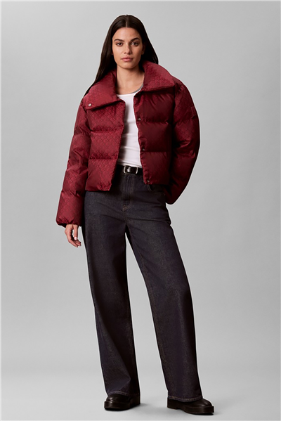 Calvin Klein Aop Jacquard Short Down Puffer Kadın Şişme Mont