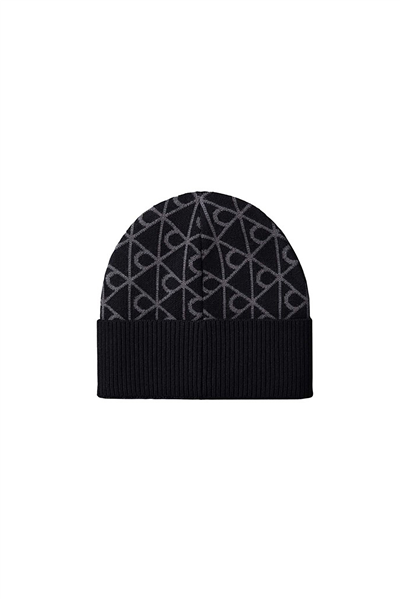 Calvin Klein Aop Jcq Wool Beanie Erkek Bere Siyah