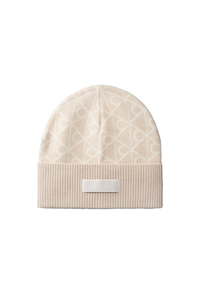 Calvin Klein Aop Jcq﻿ Wool Beanie Kadın Bere Bej