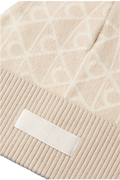 Calvin Klein Aop Jcq﻿ Wool Beanie Kadın Bere Bej